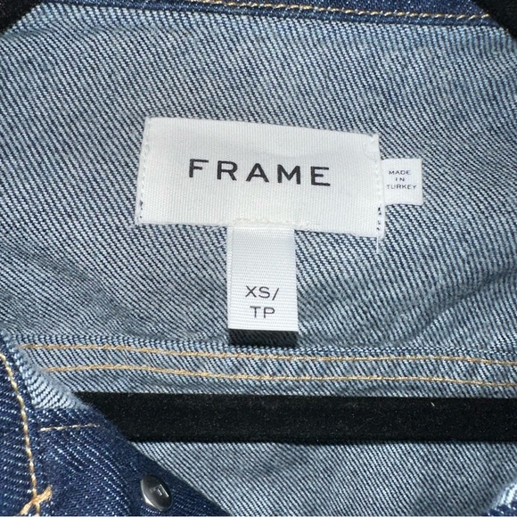 FRAME Denim Oversized Button Detail Dark Blue Denim Mini Dress Women Size XS - Picture 6 of 12